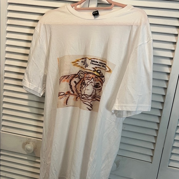 WHTBOUTIQUE Other - Unisex White Thee Golden Tiger Art Graphic T-Shirt by Julie Lee